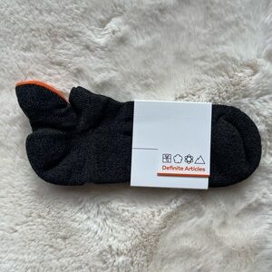 Womens Definite Articles charcoal gray Socks with orange heel tab, US size 10-12